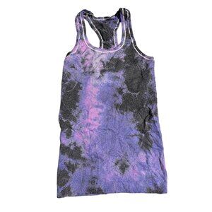 Lululemon Tie-Dye Swiftly Racerback Tank Top Size 2 Black/Purple/Pink Stretchy